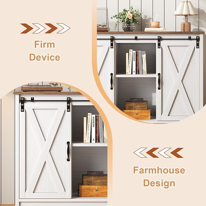 4 EVER WINNER Farmhouse Coffee Bar Cabinet, Coffee Station Cabinet - Image 8