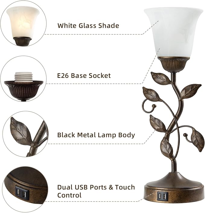 Touch Bedside Table Lamp, Vintage Nightstand Lamp - Image 5