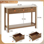 Nasonet Fluted Console Table, Wooden Sofa Table - Image 2