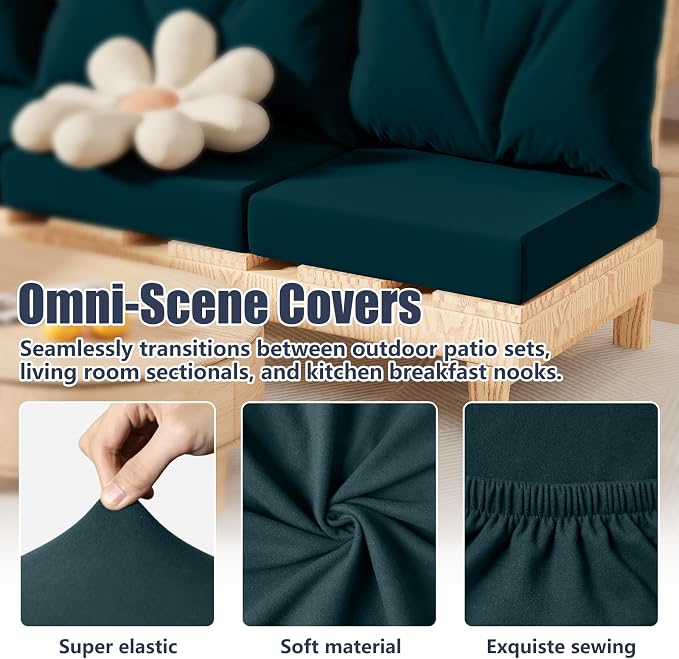 8Pcs Outdoor Cushion Covers, Stretch Patio Furniture Couch Chair Slipcovers | - Image 4