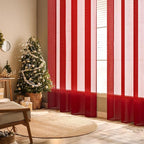 MIULEE 2 Panels Red Sheer Christmas Window Curtains 54 X 96 Inches | Solid Color - Image 2