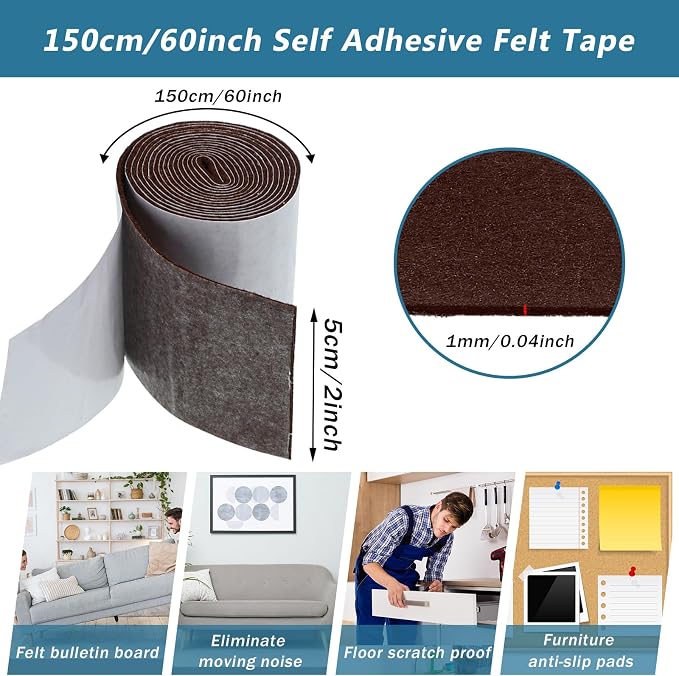 Shappy 2 Packs 120 x 2 x 0.04 Inch Felt Strips - Image 2