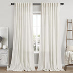 Cream Linen Curtains 108 Inches Long 2 Panels Back Tab Rod Pocket Modern by Nanspring