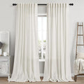 Cream Linen 102 Inch Long Curtains by Nanspring