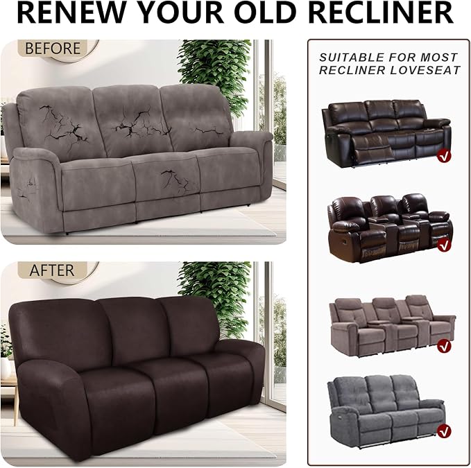 ANARACHON Recliner Couch Cover Leather Look Recliner Sofa Covers - Image 6