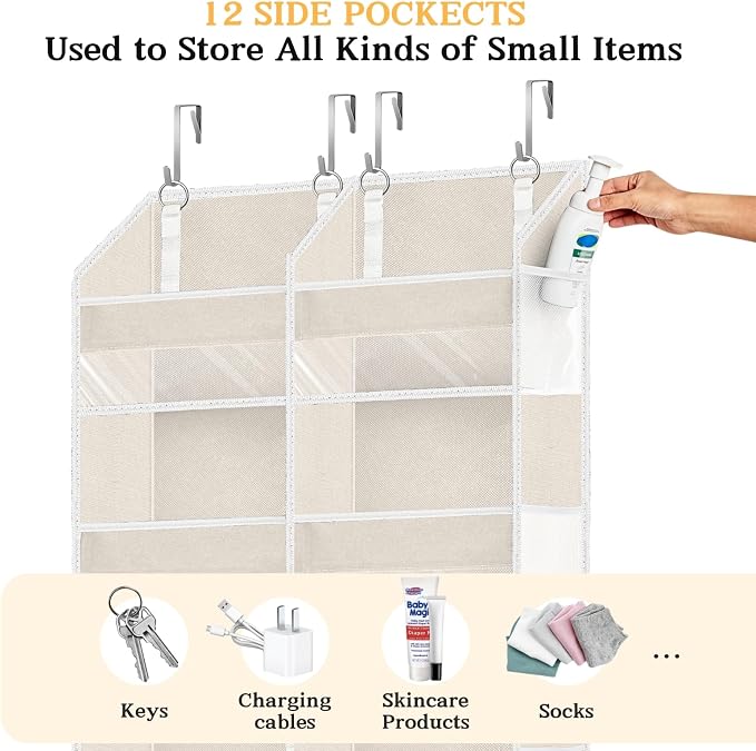 2 Pack Over The Door Organizer 6 Tiers, Extra Large Behind Door Storage of 12 - Image 5