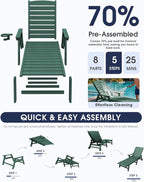 KINGYES HDPE Lounge Chair Outdoor, Patio Chaise Lounge Recliner - Image 6