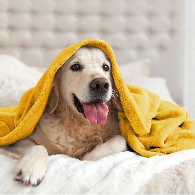 BEDELITE Fleece Blanket Soft Plush Queen Size Bed Blanket Yellow 90"x90" | - Image 9
