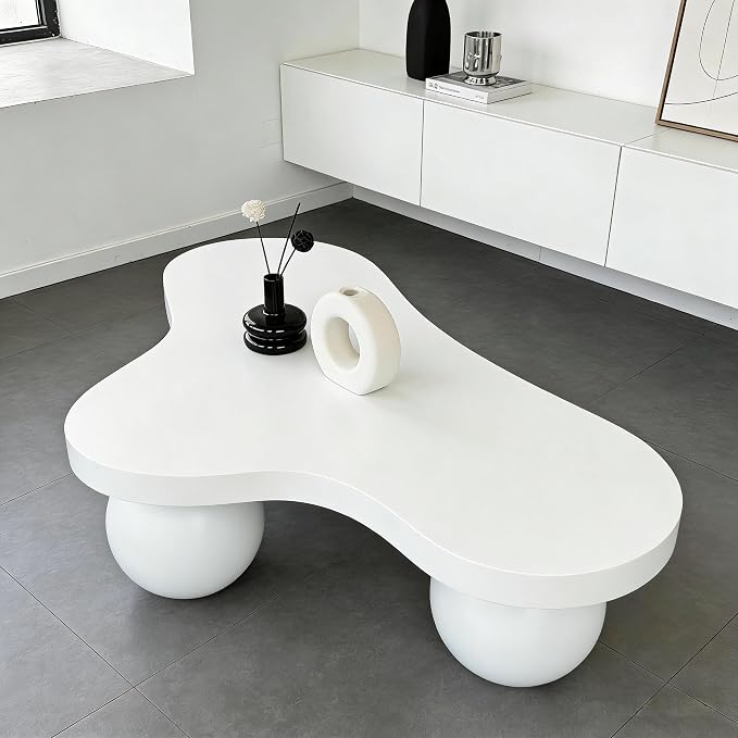 46" Cloud Coffee Table with 3 Ball Legs, Modern Irregular Center Table - Image 9