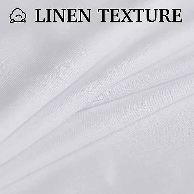 RYB HOME White Floor to Ceiling Curtains 120 inches Long, Linen Semi Sheer - Image 4