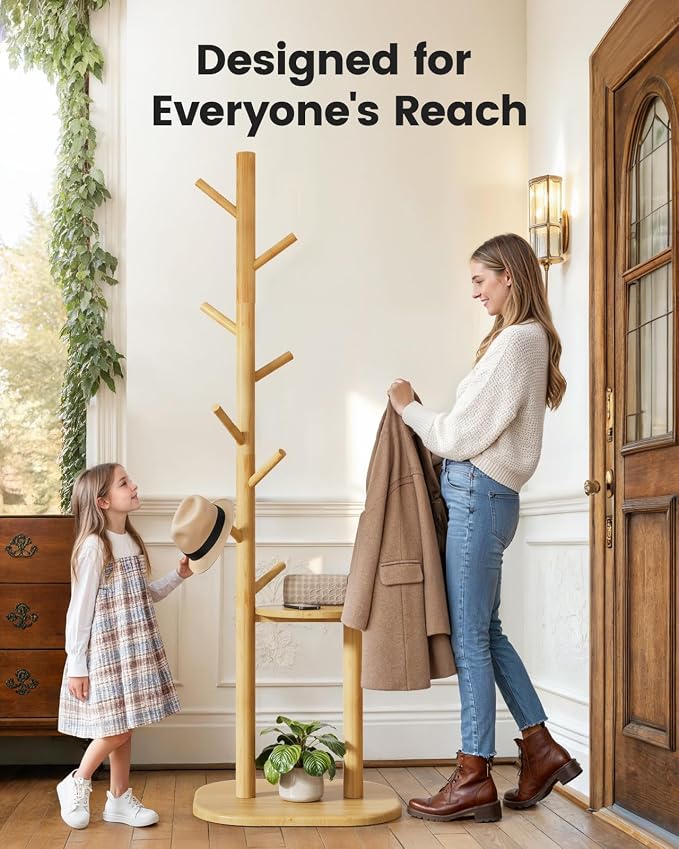 Pipishell Coat Rack, Freestanding Hall Tree - Image 4