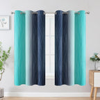 Navy Blue and Teal Gradient Blackout Curtains - Image 2