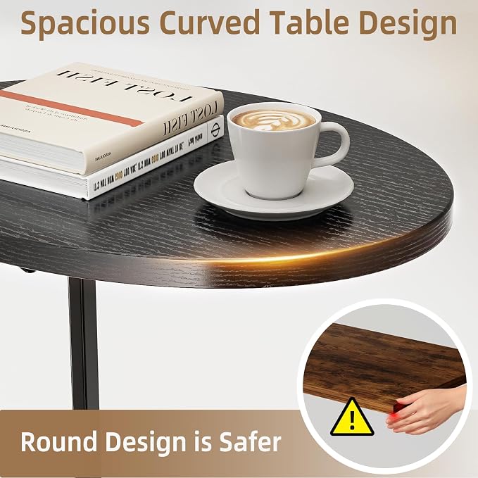 Elbourn Folding Side Table End Couch Tables, C-Shaped End Table - Image 4