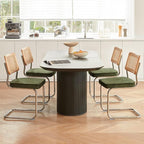 GrandNoor Rattan Dining Chairs Set, Wooden Mid Century Modern Dining Room Chairs - Image 3