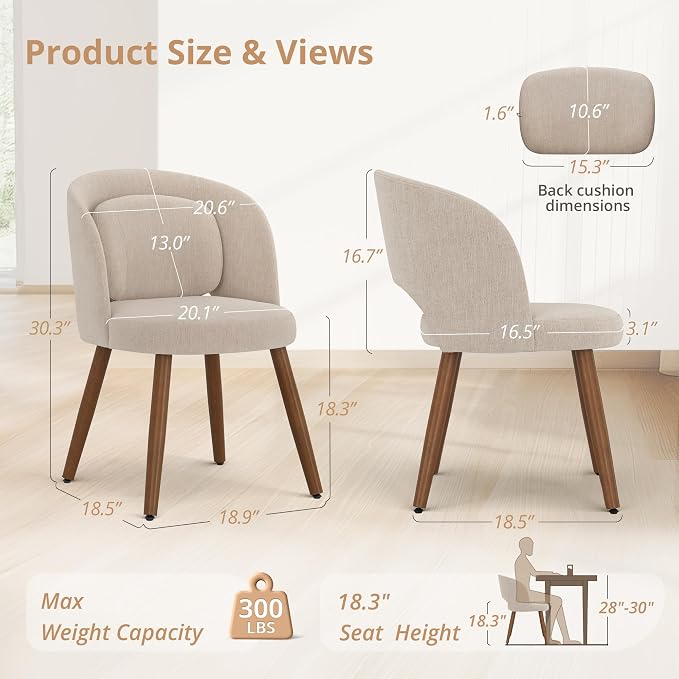 LUE BONA Dining Chairs Set of 4, Modern Upholstered Kitchen Chairs - Image 2