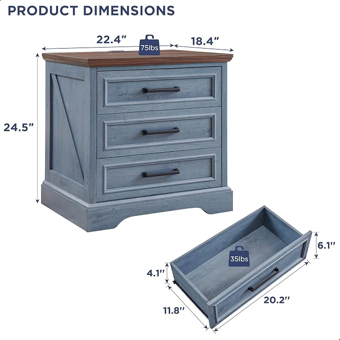 ACCOHOHO Farmhouse Nightstand - Image 2