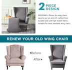 KRFOONN Stretch Wing Chair Slipcovers Jacquard 2 Piece Wingback Chair Covers - Image 4