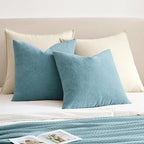 MIULEE Smoke Blue Chenille Couch Euro Throw Pillow Covers, 22x22 | Set of 2 - Image 4