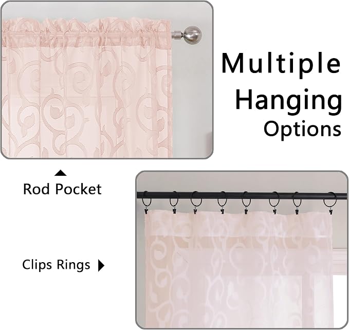 Furman Cafe Curtains 30 Inch Length 2 Panels Set, Elegant Geometric Jacquard - Image 3