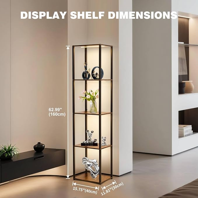 Corner Shelf with Lights, 5-Tier Display Shelf Curio Cabinet, 3 Color Dimmable - Image 2