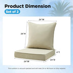 Outdoor Deep Seat & Back Cushion Set, 24 x 24 Inch Water Repellent and Fade - Image 2