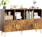 8-Cube Storage Organizer with Doors & 5 Solid Wood Legs, Mid-Century Modern by Flrrtenv