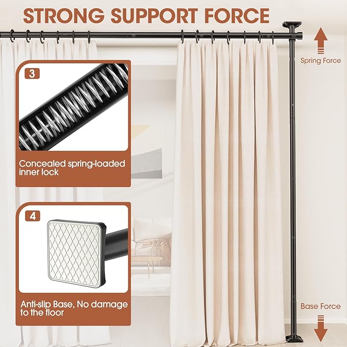 SUNALLY Room Divider Curtain Rod, No Drilling Room Separator - Image 3