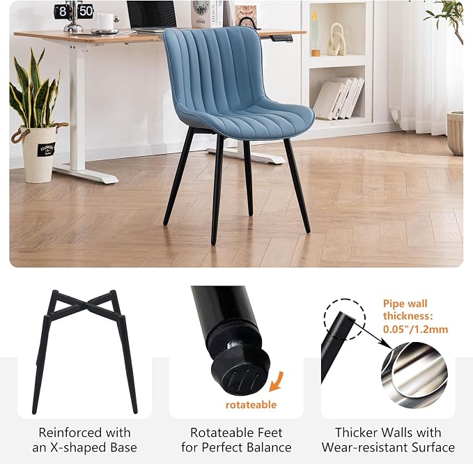YOUNUOKE Mid-Century Modern Dining Chairs Set of 2, Armless Accent Chair - Image 6