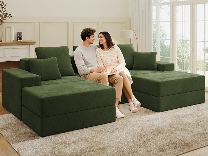 Living&Giving 101" U-Shaped Cloud Sectional Couch - Image 8