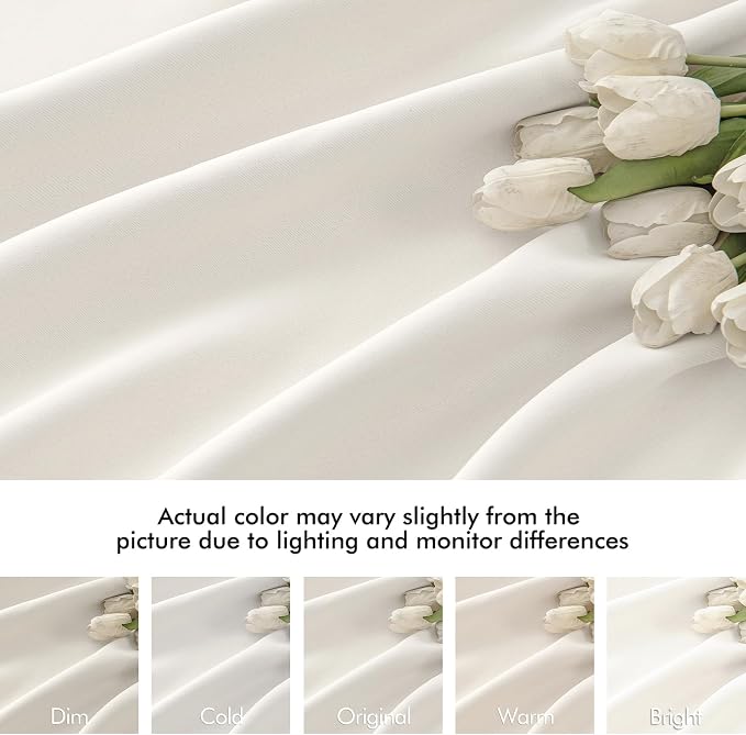 MIULEE Ivory Back Tab Blackout Curtains 52x120 Inch Long 2 Panels Set | Rod - Image 8