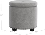HomePop Home Decor | Upholstered Round Storage Ottoman - Image 3