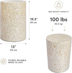 PEMAR Capiz Shell Cylinder Drum End Table Nacre Side Table Stool Round Drum - Image 3