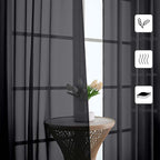 Black Sheer Curtains 63 Inch Length 2 Panels, Voile Light Filtering Living Room - Image 6