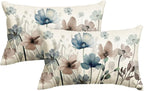 AVOIN colorlife Poppy Flowers Blue Brown Pillow Covers 12x20 Inch Set of 2 | by AVOINcolorlife