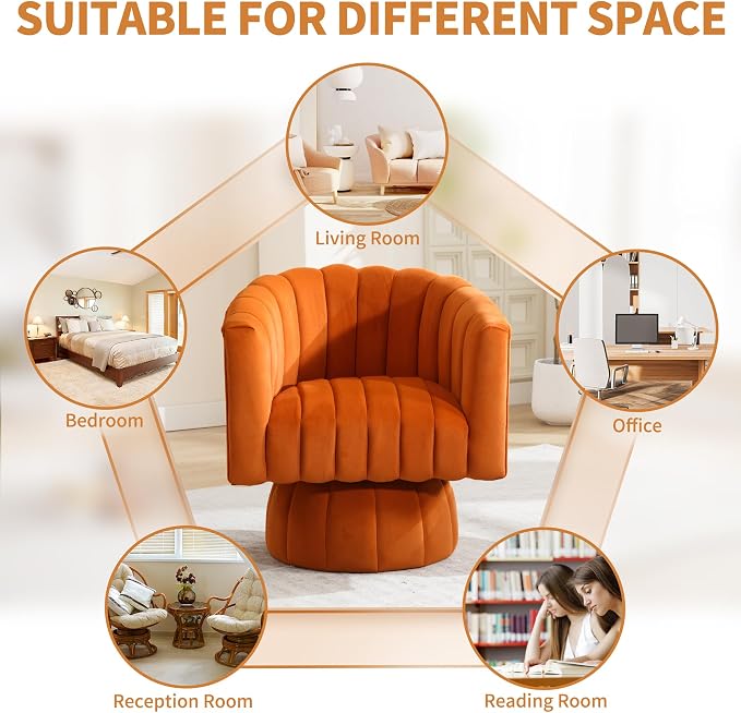 Swivel Accent Barrel Chair Set of 2- Cute Comfy Small Round 360° Arm Chair - Image 5