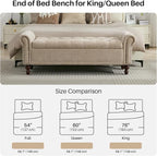 SOFTHION 58.1" Storage Bench Upholstered Chenille End of Bedroom Bed Bench - Image 5