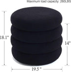 Flouki 19.5" Storage Ottoman Round, Vanity Stools - Image 2
