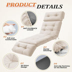 Outdoor Chaise Lounge Cushion, Waterproof 74.4x22x4.7 Inch Thick Cotton Filled - Image 5