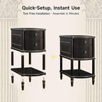 ONBRILL Narrow End Table with Charging Station, Pre-Assembled Nightstand with 2 - Image 7