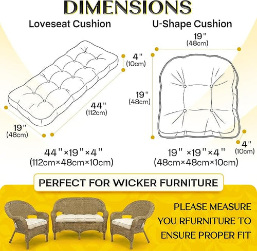 1 MIDDLE ONE Wicker Chair Cushions 3 Pieces Set - Image 2