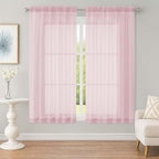 Sheer Blush Curtains, Sheer Curtains 63 inch Length 2 Panels Set, Rod Pocket by OWENIE