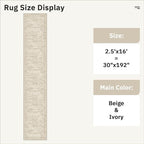Soalmost Hallway Runner Rug 2'6" x 16' Washable Long Kitchen Rugs Beige | - Image 5
