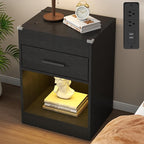 Gyfimoie Led Night Stand with Charging Station & RFID Lock Cabinet, Smart by Gyfimoie