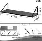 BAMEOS 24X8 Floating Shelves Rustic Wood Wall Shelf Set of 3, Bookshelf - Image 3