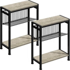 Small Side Table Set of 2 for Small Space, 3-Tier Narrow End Table by HOME
