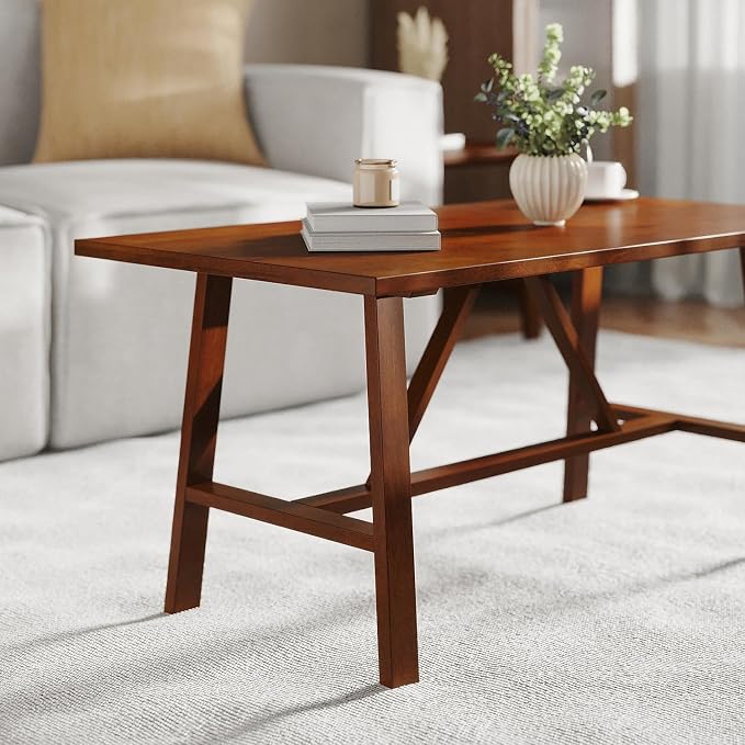 Flash Furniture Eli Farmhouse Trestle Coffee Table, Rustic Solid Wood Coffee - Image 8