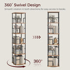 MAHANCRIS 5-Tier Rotating Bookshelf, Freestanding Corner Bookshelf, 360° - Image 4