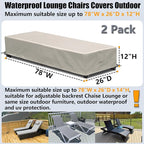 Lounge Chair Covers Outdoor Waterproof Patio Chaise Lounge Cover 600D Weather - Image 3