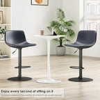 Adjustable Bar Stools Set of 2, Mid Century Modern Swivel Bar Stools, - Image 4