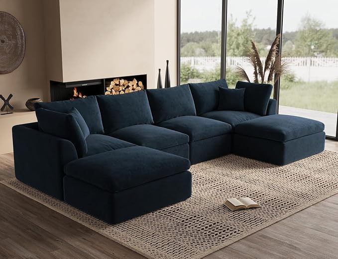 ohllob 140" U Shaped Couch, Cloud Sectional Couches by Ohllob